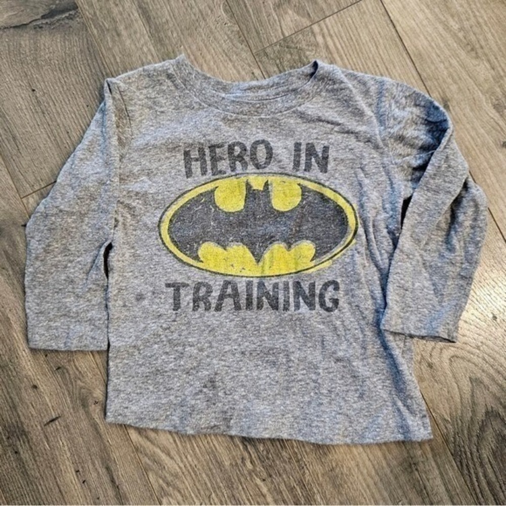 Kid's 24M Jumping Beans Batman Hero In Training Gray Long Sleeve Toddler T-Shirt